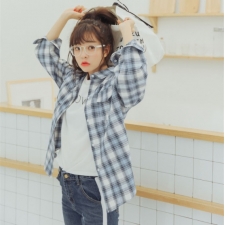 經典款韓版格子寬鬆百搭襯衫女棉麻 
