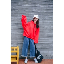 韓版女裝保暖加絨加厚蝙蝠袖連帽休閒長袖衛衣