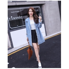 韓版女裝百搭休閑女式長款牛仔外套